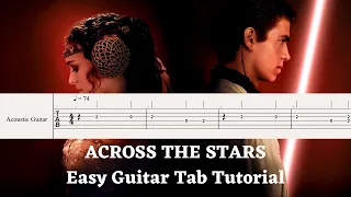 STAR WARS ACROSS THE STARS LOVE THEME - Easy Guitar TAB Sheet Music Tutorial + PDF