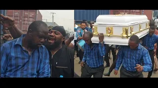 Danfo Drivers 'Mountain Black' At Late Partner Mad Melon Burial As They Carry His Casket Inside car