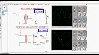 PROTEUS - CIRCUITO RECTIFICADOR DE ONDA COMPLETA