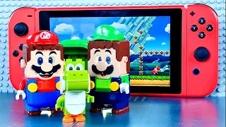 Lego Mario and Yoshi enter the Nintendo Switch game to save Red Yoshi! Will they succeed? #legomario