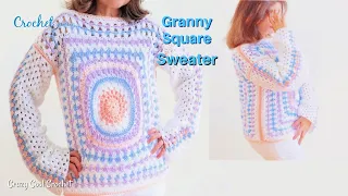 Crochet Granny Square Sweater - Beginner Friendly!