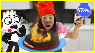 Giant Birthday Cake GONE WRONG! Ryan's Mommy Burns Combo Panda's Birthday Cake!