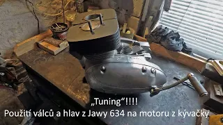 Jawa 350-354 GO motoru / Úhlování ojnic / Spojka, válce a hlavy z Jawy 634 / "Tuning" / ČÁST 5