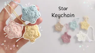 Crochet star keychain✯☆cute and easy|video tutorial#handmade #crochet #diy #keychain