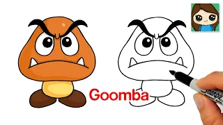 How to Draw Goomba Mushroom | Super Mario Bros