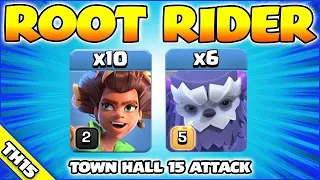 Strong army th 15 Root Rider & Yeti attack strategy! Best attack th 15(clash of clans)