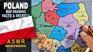 ASMR geography: Drawing POLAND map outline with its provinces | facts and secrets | whispering ASMR