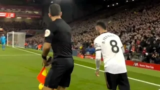 Bruno Fernandes pushes assistant referee
