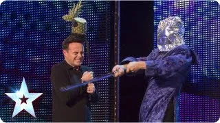 Aaron Crow shows off his blindfolded sword skills - Week 3 Auditions | Britain's Got Talent 2013