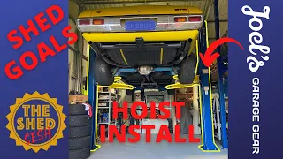JOEL'S GARAGE GEAR 2 post 4.5 ton clear floor car hoist lift install and review | The Shed Sesh