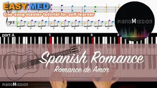 [REAL piano tutorial] SPANISH ROMANCE_ Romance de Amor with  Follow-Up Tutorial