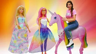 Лучшие видео для девочек - Новые куклы Barbie Dreamtopia! - Веселые игры с Барби.