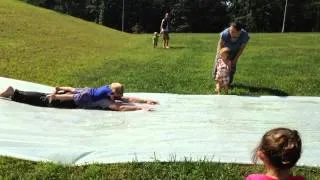 Kaylin getting a piggy-back slide!