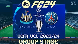 FC 24 Newcastle vs PSG | Champions League 2023/24 | PS4 Full Match