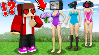 JJ Goes ON DATES with TV WOMAN and CAMERA WOMAN and SPEAKER WOMAN! in Minecraft - Maizen