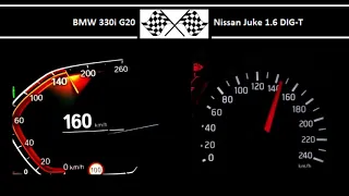 BMW 330i G20 VS. Nissan Juke 1.6 DIG-T - Acceleration 0-100km/h