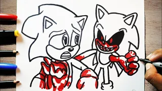 COMO DESENHAR O SONIC.EXE VS SONIC  /Como debujar Sonic exe/ fleetway sonic #sonic #shots