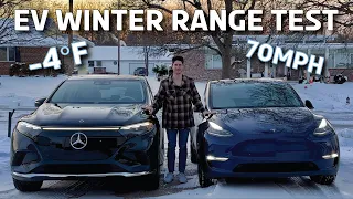 Extreme Cold EV Challenge: Mercedes EQS SUV vs. Tesla Model Y - Real World Winter Range Test