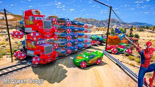 Disney Cars 3 McQueen Crazy Mack Truck Hauler Fabulous Jackson Storm Dinoco Cruz Ramirez and Friends