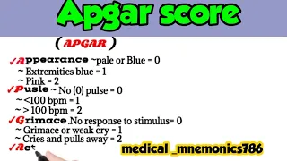 apgar score | apgar score mnemonic | medical_mnemonics786