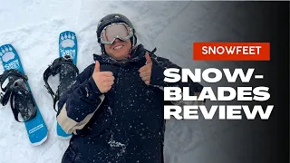 Snowfeet Snowblade / Skiboard Review!  Short Skis with SNOWBOARD BINDINGS!