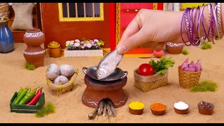 Miniature Full Fish Fry Masala And Rice | Miniature Fish Fried Recipe | Tiny Foodkey