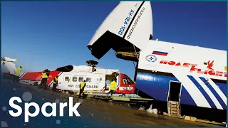 Search And Rescue Helicopter Transported Inside Unique Aircraft Carrier | Huge Moves | Spark