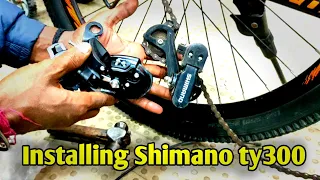 Derailleur installing Shimano ty300/gear adjustment #gearrepair #gearcycle #mtb #cycleservice #cycle