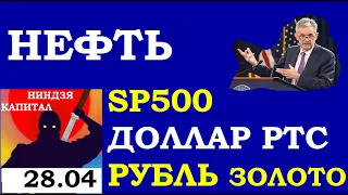 28.04.Вечерка.Курс ДОЛЛАРА на сегодня. НЕФТЬ.ЗОЛОТО.VIX.SP500.РТС. Акции APPLE.Трейдинг.Теханализ