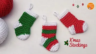 How to Crochet Mini Christmas Stocking Ornament | Crochet Christmas Decoration | Christmas Ornament