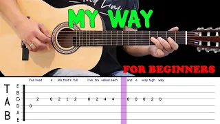 MY WAY | Easy guitar melody lesson for beginners (with tabs) - Frank Sinatra