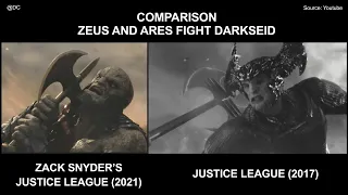 Justice League 2021 vs 2017 Comparison  Zeus and Ares Fight Darkseid (Zack Snyder vs Joss Whedon)