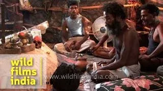 Aghori with a skull performing black magic - Haridwar