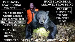 This 400# Black Bear could have killed me but my bow & arrow got him first in Canada POV