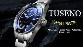 TUSENO Shellback Swiss Made Automatic 200m Dive Watch With INSANE Lume Best New MicroBrand Diver?