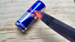 EXPERIMENT GLOWING 1000 degree KNIFE vs RED BULL.(EXPLODES)