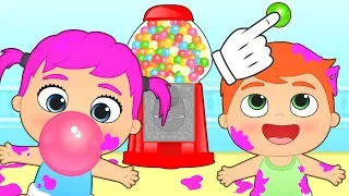 BABY ALEX AND LILY make a bubble gum balloon competition 🍬 Gameplay for kids