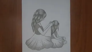 Как нарисовать МАМУ и ДОЧКУ / Рисунок для срисовки / How to draw MOM and Daughter