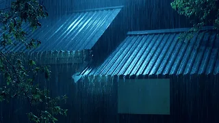 4K Fall Asleep Fast in Minutes with Torrential Rain on Metal Roof & Powerful Thunder Sounds at Night