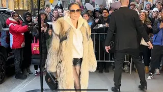 Jennifer Lopez greets adoring fans wearing a fancy fur coat in NYC! #jlo #jenniferlopez