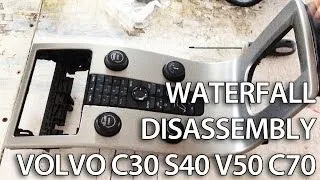 How to disassemble waterfall center console Volvo C30 S40 V50 C70 (dashboard tuning radio removal)