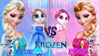 My talking angela 2 || Frozen || Blue vs Pink Elsa ❄️ || cosplay