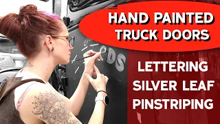 Hand Painted truck doors: Pinstriping, Lettering & Silver leaf
