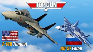 TOP GUN Battle 50 F-14 vs 50 SU-57 5th generation fighter - DCS WORLD