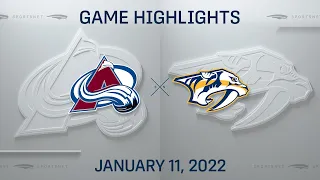 NHL Highlights | Avalanche vs. Predators - Jan. 11, 2022