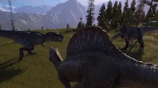 Jurassic World Evolution 2: Big Eatie and Little Eatie Tyrannosaurus Rex vs Spinosaurus