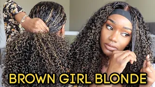 Blonde Highlights For Brown Girls!!! | Natural Curly Transparent Lace Front Wig | Hermosa Hair