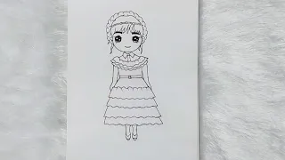 How to Draw Wednesday Addams | Rave'N Dance Dress | Drawing Tutorial for Beginners | Easy Drawing