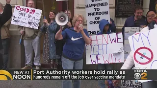 Unvaccinated Port Authority Workers Protest