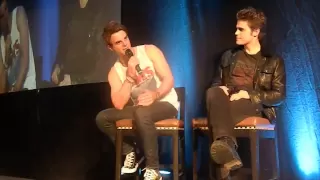 Paul Wesley imitating Ian Somerhalder and Nate Buzolic who is imitating Steven McQueen